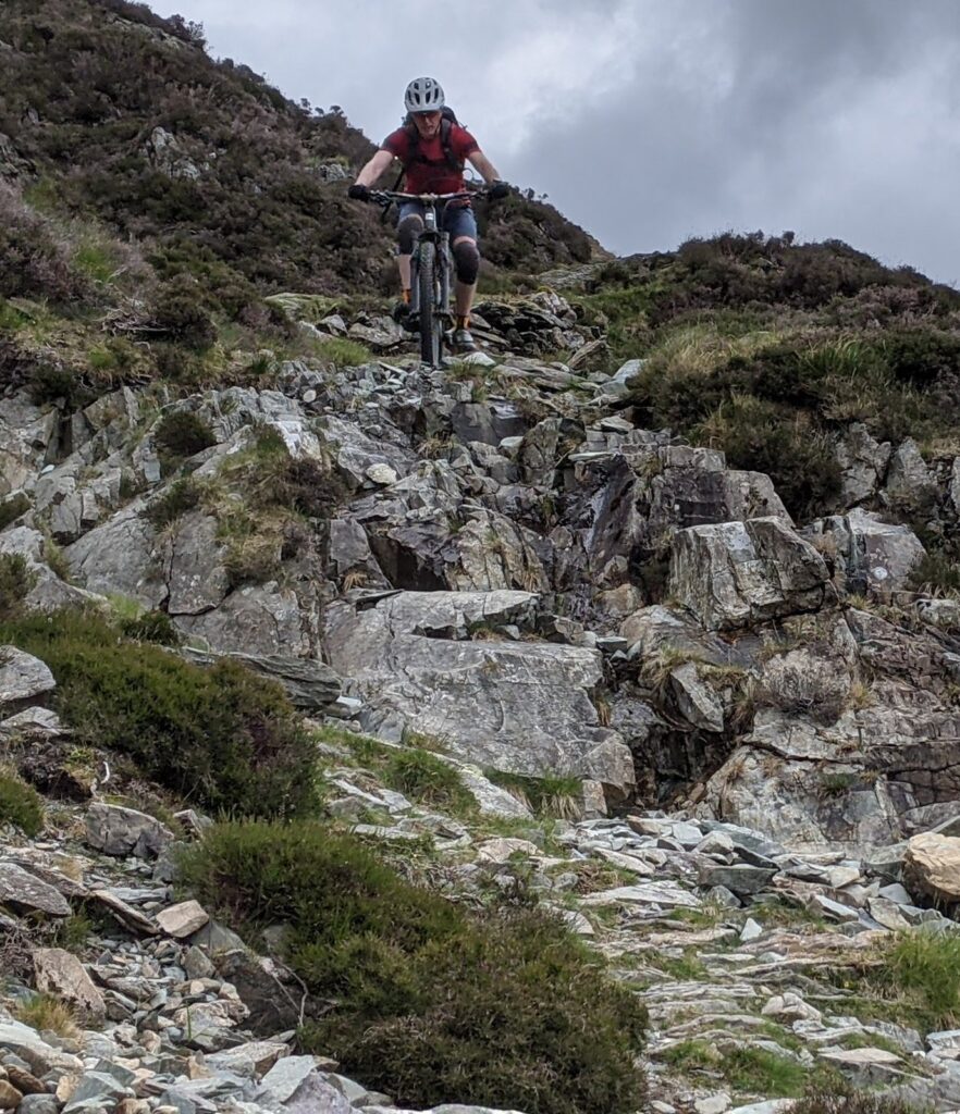 Crux section of the Warnscale descent in the Lake District 4 Passes Route