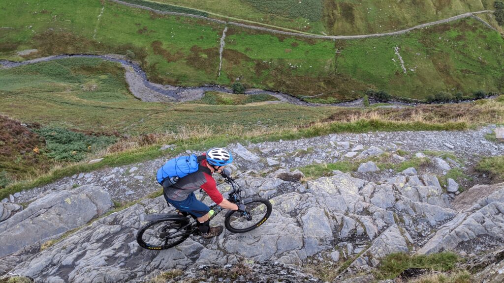 Looking down into Glenderaterra Beck on the classic Lonscale Fell ride