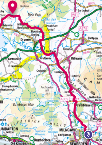 Map of Milngavie to Conic Hill
